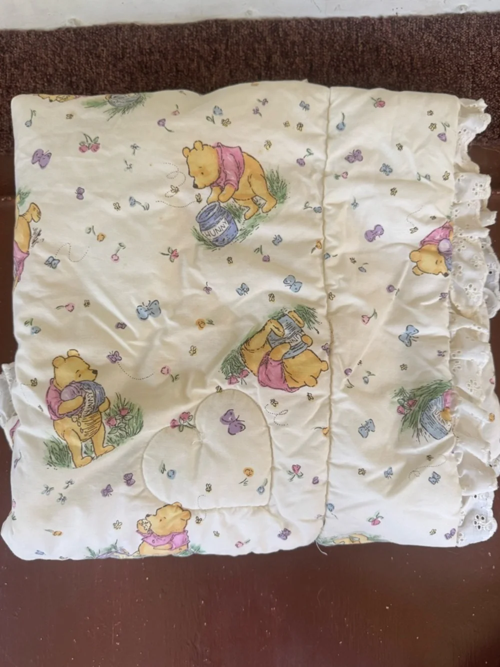 Classic Pooh Cream Baby Quilt with Ruffled Edge - Picture 9 of 11